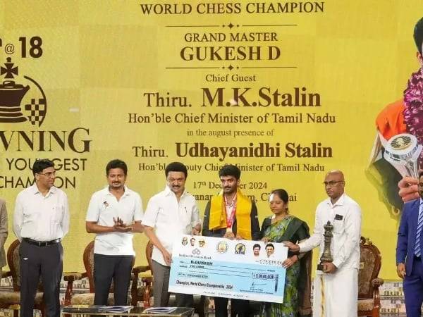 Udhayanidhi Stalin, Tamil Nadu CM MK Stalin and D Gukesh