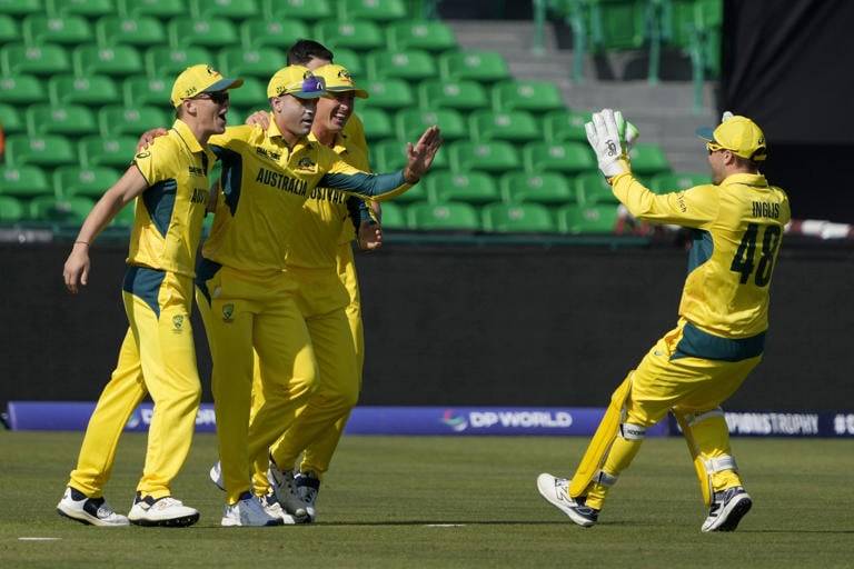 Australia celebrating Salt's wicket