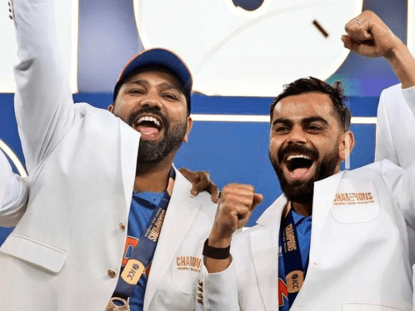 Rohit Sharma and Virat Kohli following India's Champions Trophy win