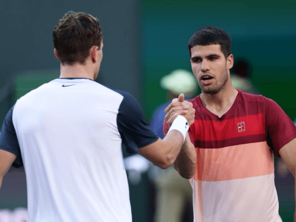 Jack Draper and Carlos Alcaraz at the Indian Wells tournament