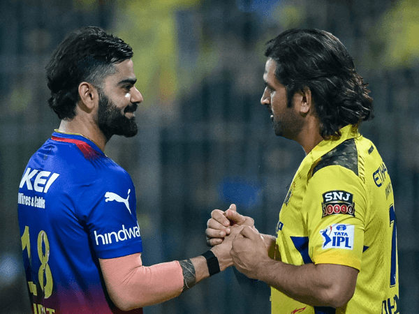 Virat Kohli and MS Dhoni during IPL 2024