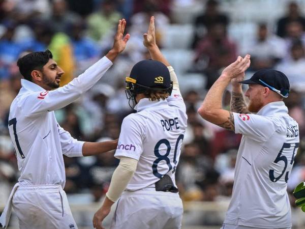 Ben Stokes celebrating with Bashir (Photo: England Cricket/X)