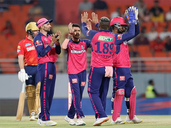 Rajasthan Royals players celebrate a wicket. (Photo- IPL)
