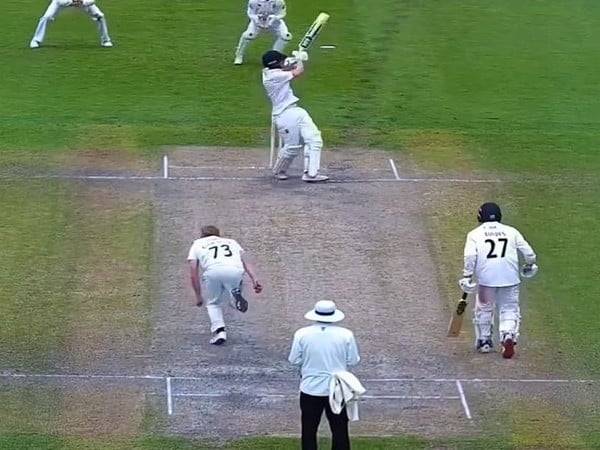 Andrew Flintoff's son Rocky in action. (Photo- Lancashire Cricket X)