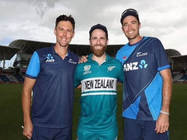 Trent Boult (left) with Kane Williamson (centre) and Tim Southee (right). (Photo- Trent Boult Instagram)