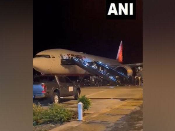 Visual of Team India's plane from Barbados. (Photo- ANI)