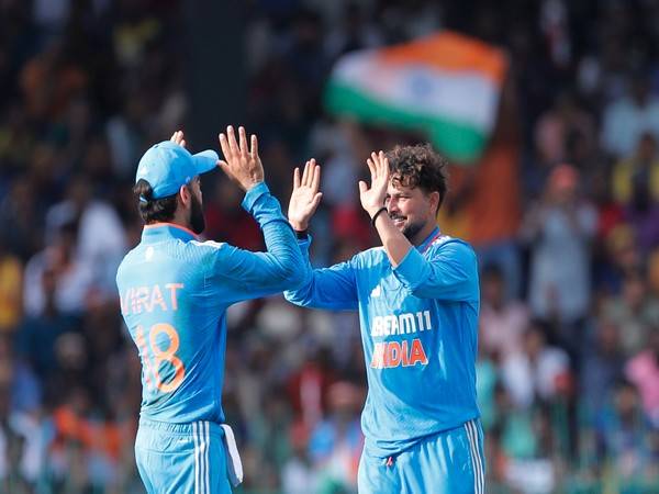 Kuldeep Yadav celebrating with Virat Kohli (X @BCCI)