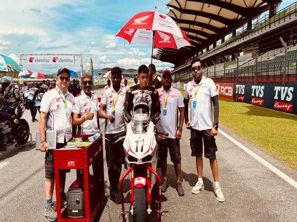 Honda Racing India rider Kavin Quintal in Race 1 of Round 5 of 2024 FIM ARRC