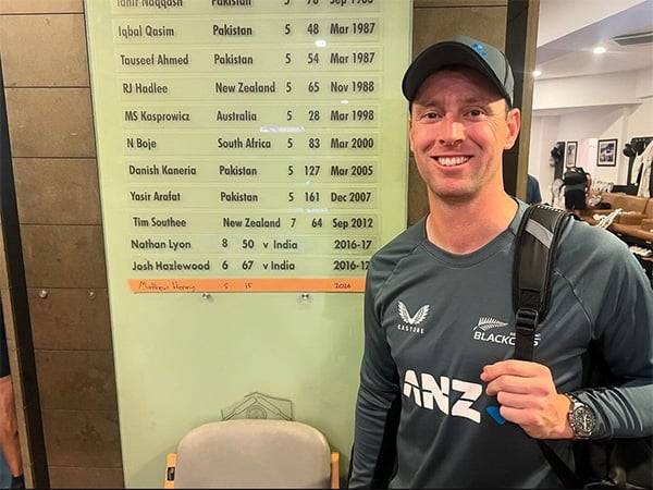 Matt Henry at Chinnaswammy's honours board. (Photo- Blackcaps X)