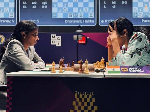 Vaishali Rameshbabu and D Harika in action during Chennai Grand Masters 2024 (Image: AICF)