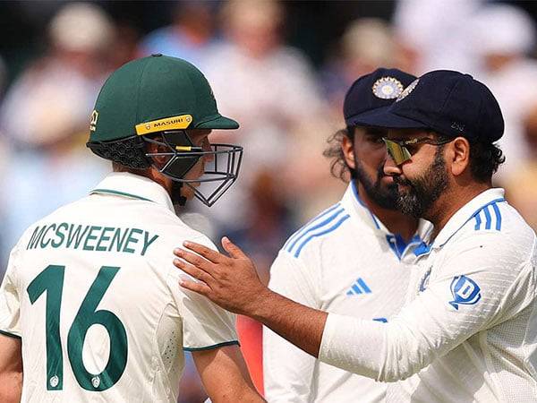 Nathan McSweeney and Indian skipper Rohit Sharma. (Photo- ICC website)