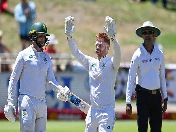 Ryan Rickelton celebrating his double ton. (Photo- ICC website)