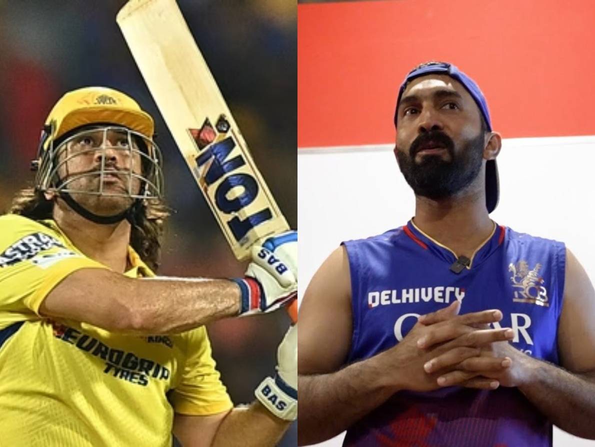 Dinesh Karthik MS Dhoni 110m Six RCB vs CSK IPL 2024 Playoffs