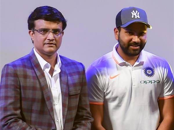 Sourav Ganguly with Indian captain Rohit Sharma