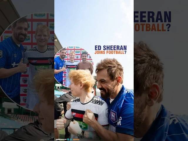 English singer-songwriter Ed Sheeran teams up with John Abraham and CEO at NorthEast United FC! 🎶⚽